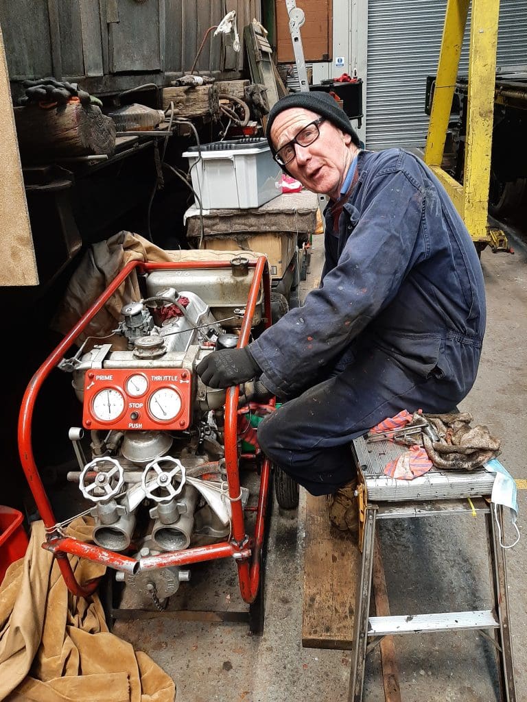 Jon giving the Coventry Climax fire pump yet another service
